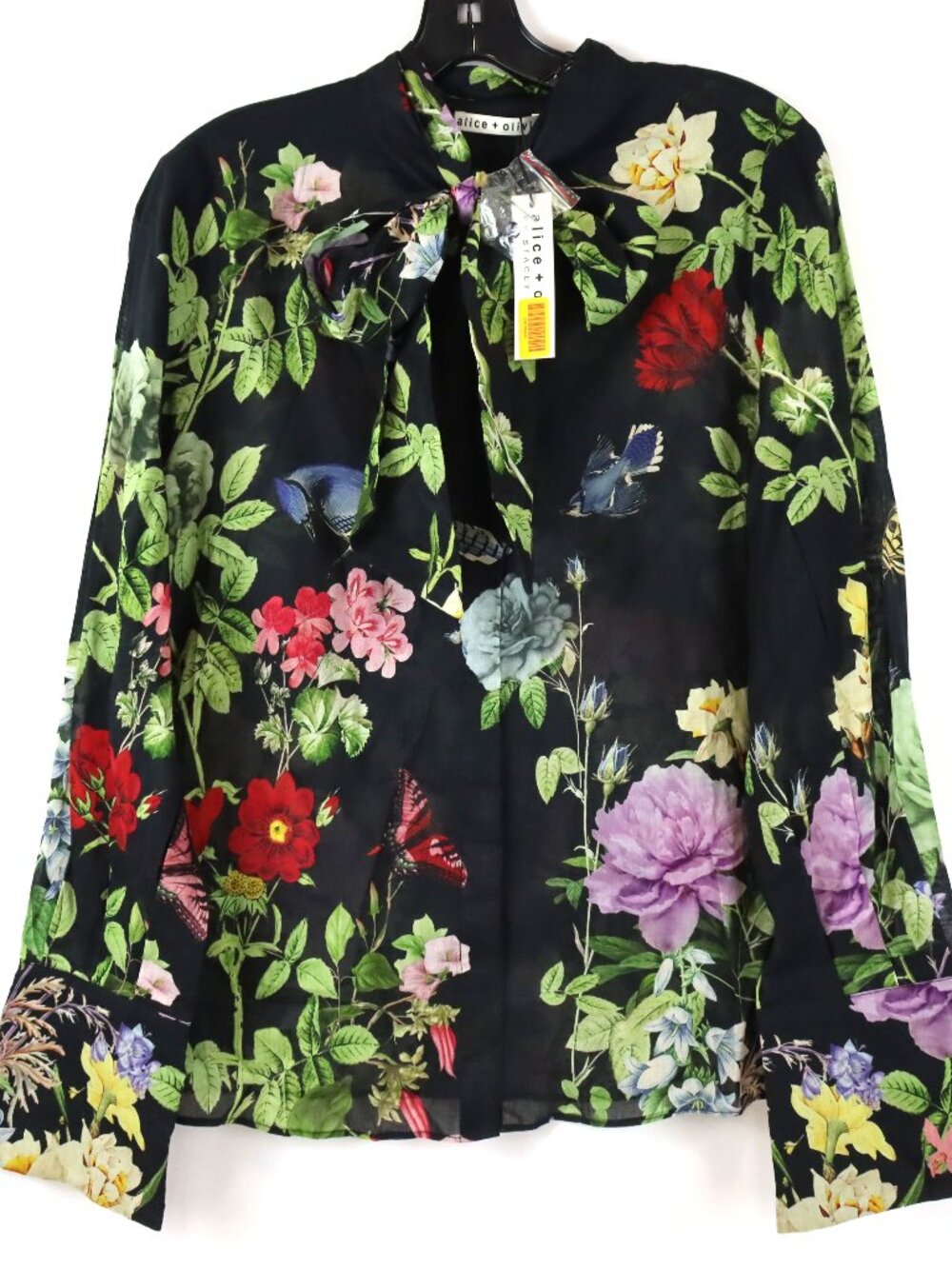 ALICE + OLIVIA Lloyd Floral Slit Sleeve Blouse in Venus Floral - Size Large -NWT - Picture 3 of 8